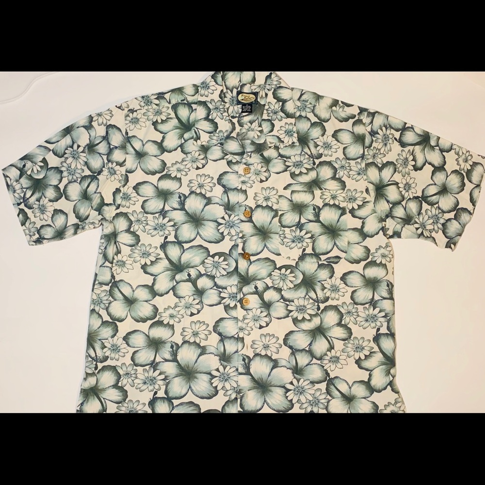 Tommy Bahama Green Hawaiian Floral Shirt